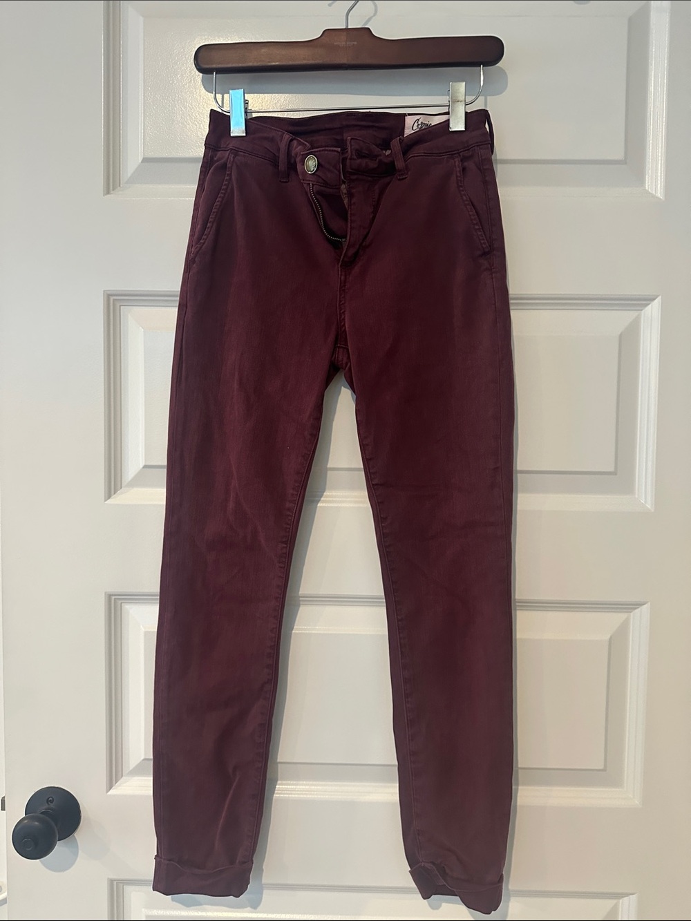 Women's Burgundy Chinos - Classic Slim Fit